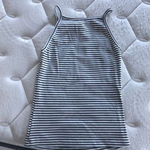 Olive green and white striped tank